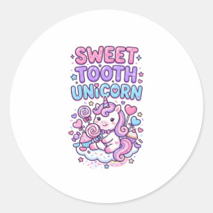 Unicorn Sweet Tooth Unicorn Cute Pastel Cute Gift  Classic Round Sticker