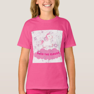 Unicorn t-shirt with a unicorn flying over a cloud