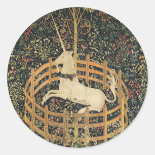 Unicorn Tapestries Captivity Medieval Tapestry Classic Round Sticker