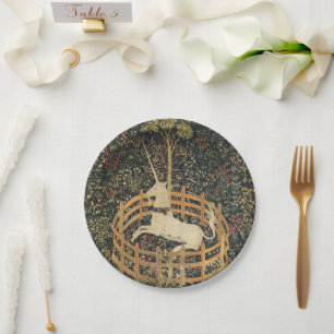 Unicorn Tapestries Captivity Medieval Tapestry Paper Plate