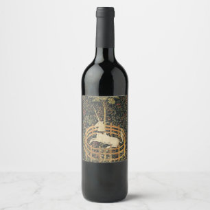 Unicorn Tapestries Captivity Medieval Tapestry Wine Label