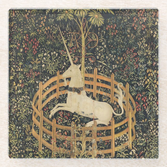 Unicorn Tapestries Classic Tapestry  Glass Coaster (Front)