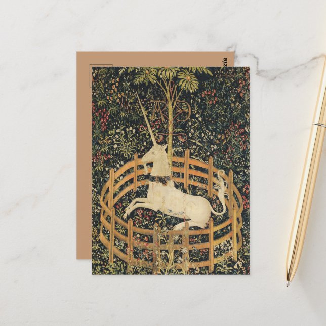 Unicorn Tapestries Classic Tapestry  Postcard (Front/Back In Situ)