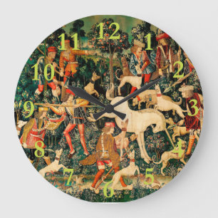Unicorn Tapestries Defends Hunt  Large Clock