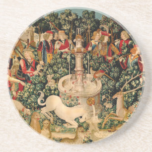 Unicorn Tapestries Found Legend Myth Medieval Art Coaster