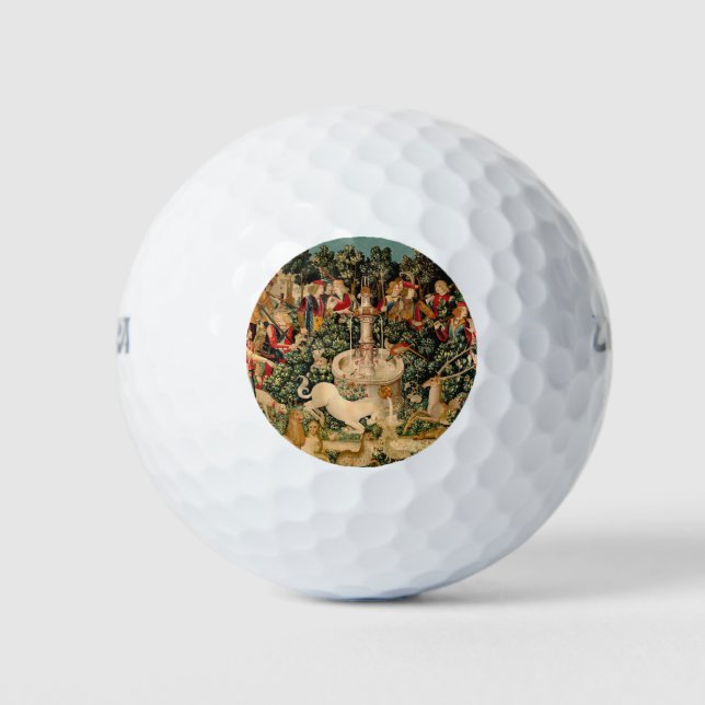 Unicorn Tapestries Found Legend Mythical Golf Balls (Front)