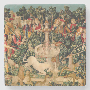 Unicorn Tapestries Found Legend Mythical Stone Coaster