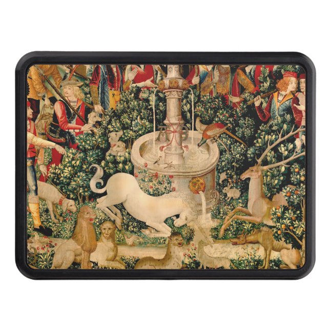 Unicorn Tapestries Found Legend Mythical Trailer Hitch Cover (Front)
