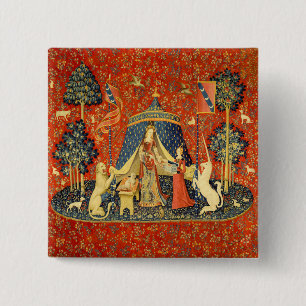 Unicorn Tapestries Lady Legend Medieval 2 Inch Square Button