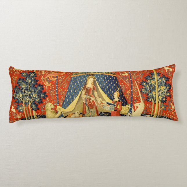 Unicorn Tapestries Lady Legend Medieval Body Pillow (Back)