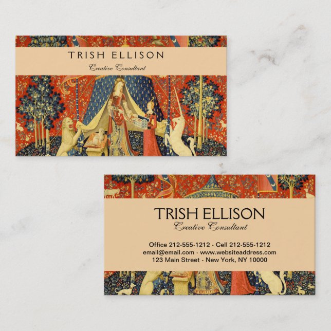 Unicorn Tapestries Lady Legend Medieval Business Card (Front/Back)
