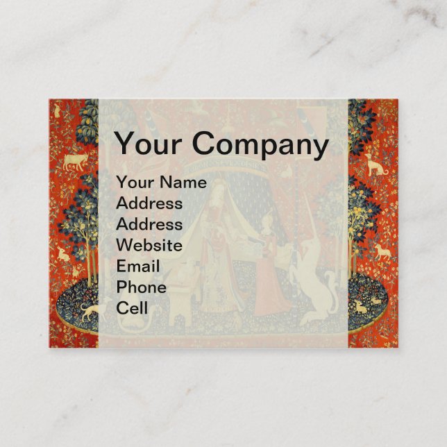 Unicorn Tapestries Lady Legend Medieval Business Card (Front)
