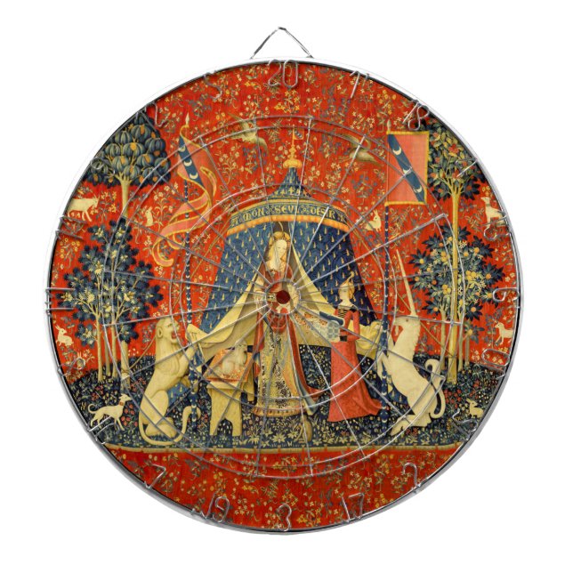 Unicorn Tapestries Lady Legend Medieval Dartboard (Front)