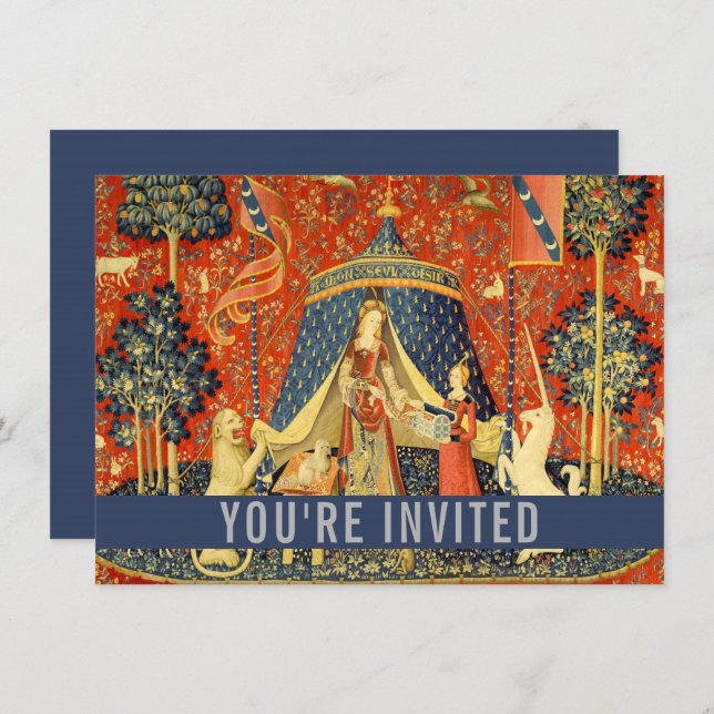Unicorn Tapestries Lady Legend Medieval Invitation (Front/Back)