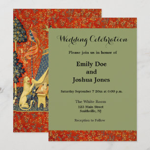 Unicorn Tapestries Lady Legend Medieval Invitation