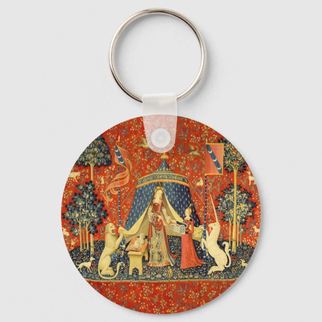 Unicorn Tapestries Lady Legend Medieval Keychain (Front)