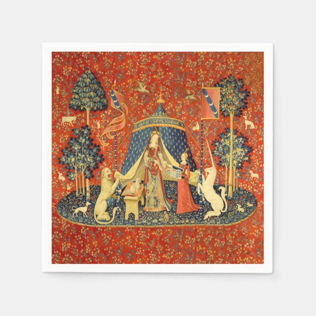 Unicorn Tapestries Lady Legend Medieval Napkin (Front)