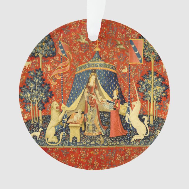 Unicorn Tapestries Lady Legend Medieval Ornament (Front)