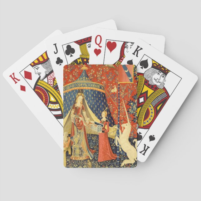 Unicorn Tapestries Lady Legend Medieval Playing Cards (Back)