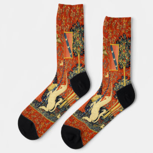 Unicorn Tapestries Lady Legend Medieval Socks