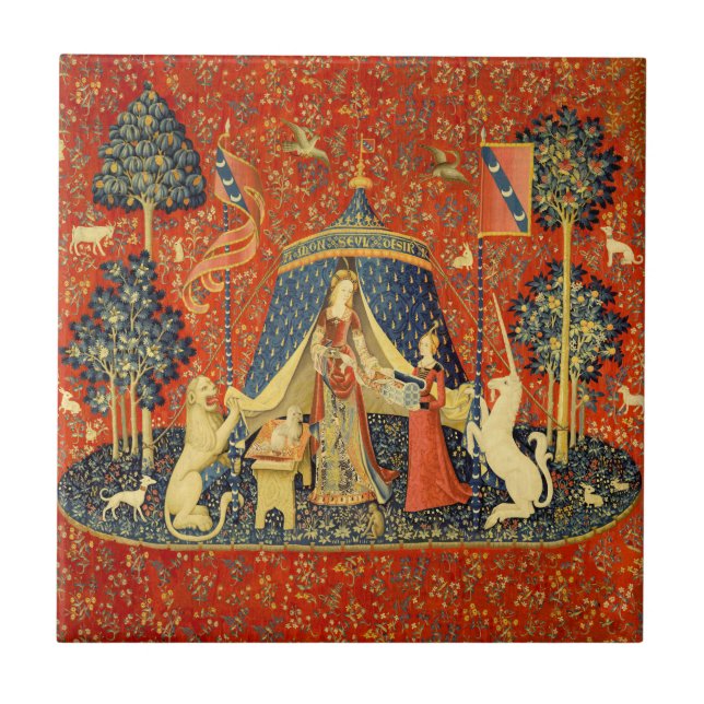 Unicorn Tapestries Lady Legend Medieval Tile (Front)