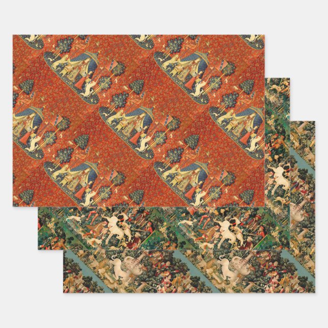 Unicorn Tapestries Lady Legend Medieval Wrapping Paper Sheet (Set)