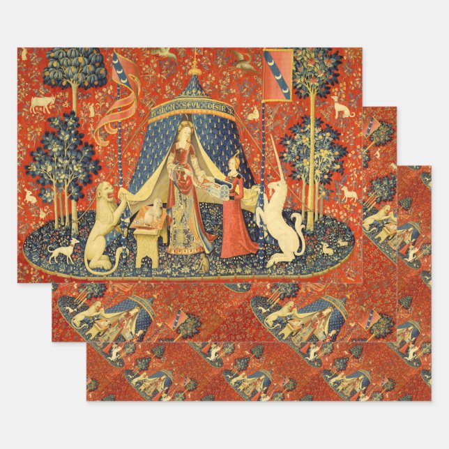 Unicorn Tapestries Lady Legend Medieval Wrapping Paper Sheet (Set)