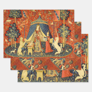 Unicorn Tapestries Lady Legend Medieval Wrapping Paper Sheet