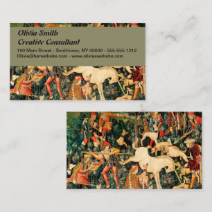 Unicorn Tapestries Medieval Classic Defends Hunt  Business Card