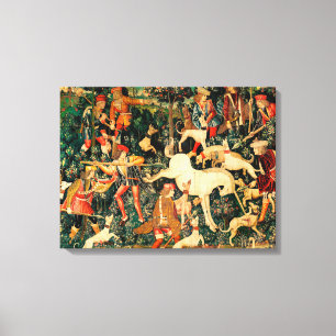 Unicorn Tapestries Medieval Classic Defends Hunt  Canvas Print