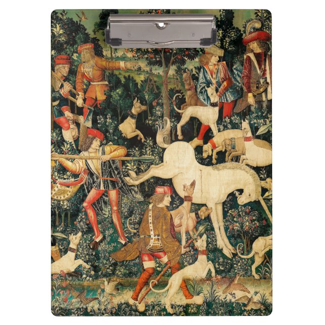 Unicorn Tapestries Medieval Classic Defends Hunt  Clipboard (Front)