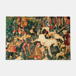 Unicorn Tapestries Medieval Classic Defends Hunt  Doormat