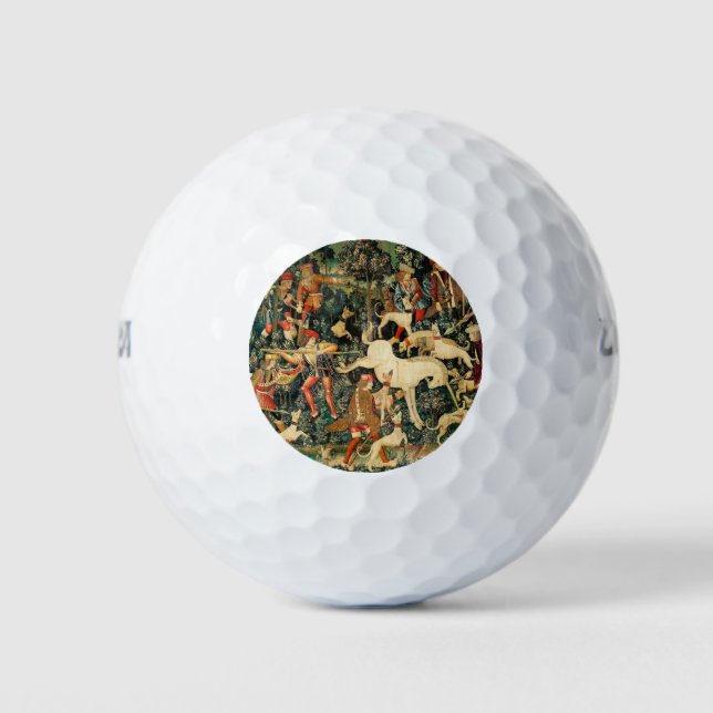 Unicorn Tapestries Medieval Classic Defends Hunt  Golf Balls (Front)