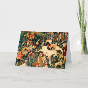 Unicorn Tapestries Medieval Classic Defends Hunt Holiday Card