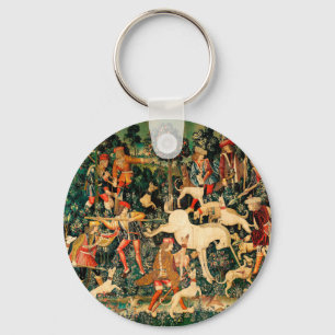 Unicorn Tapestries Medieval Classic Defends Hunt  Keychain