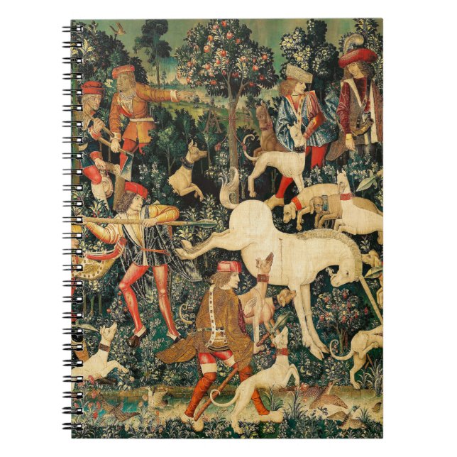 Unicorn Tapestries Medieval Classic Defends Hunt  Notebook (Front)