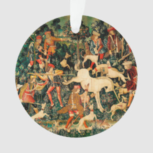 Unicorn Tapestries Medieval Classic Defends Hunt  Ornament