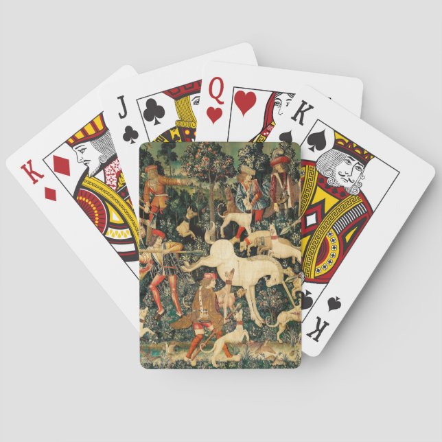 Unicorn Tapestries Medieval Classic Defends Hunt  Playing Cards (Back)