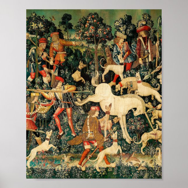 Unicorn Tapestries Medieval Classic Defends Hunt  Poster (Front)