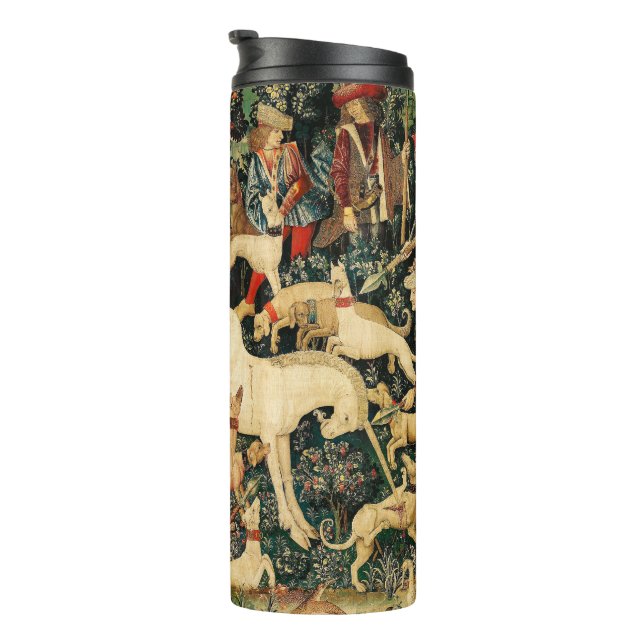 Unicorn Tapestries Medieval Classic Defends Hunt  Thermal Tumbler (Rotated Right)