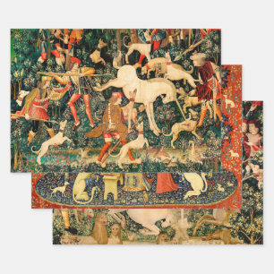Unicorn Tapestries Medieval Classic Defends Hunt  Wrapping Paper Sheet