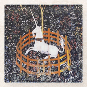 Unicorn Tapestry #7 Glass Coaster