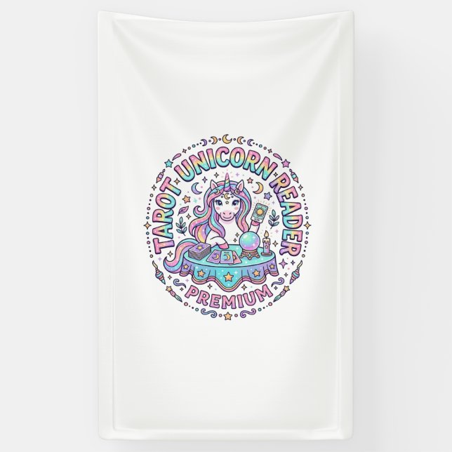 Unicorn Tarot Unicorn Reader Premium Funny Print o Banner (Vertical)