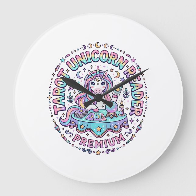Unicorn Tarot Unicorn Reader Premium Funny Print o Large Clock (Front)