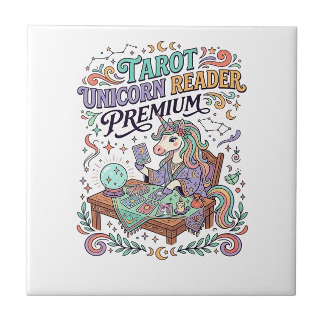 Unicorn Tarot Unicorn Reader Premium Kawaii Appare Tile (Front)