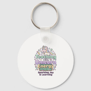Unicorn Teaching with Unicorn Energy Bold Typograp Keychain