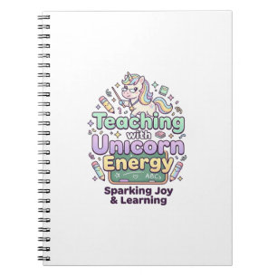 Unicorn Teaching with Unicorn Energy Bold Typograp Notebook