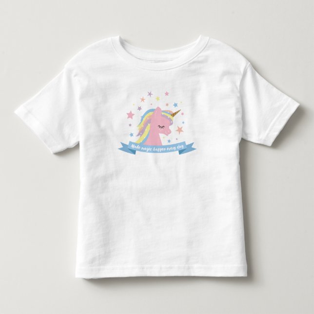 Unicorn tee shirt - "make magic happen every day" (Front)