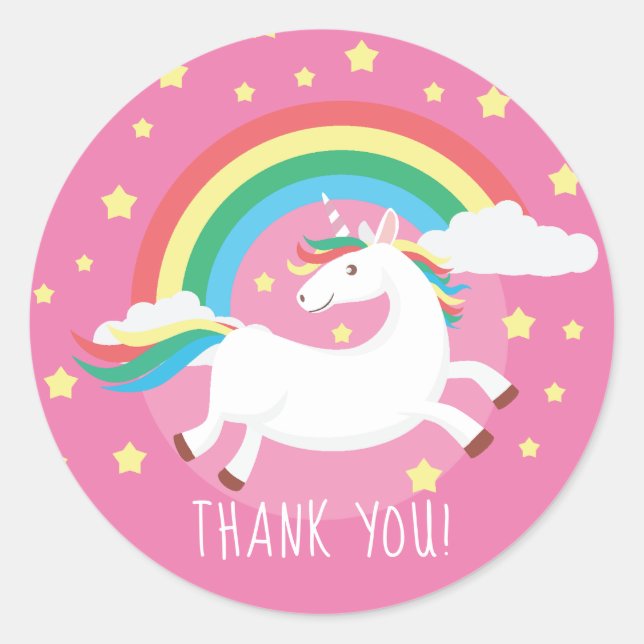 Unicorn Thank You Favour Sticker (Front)