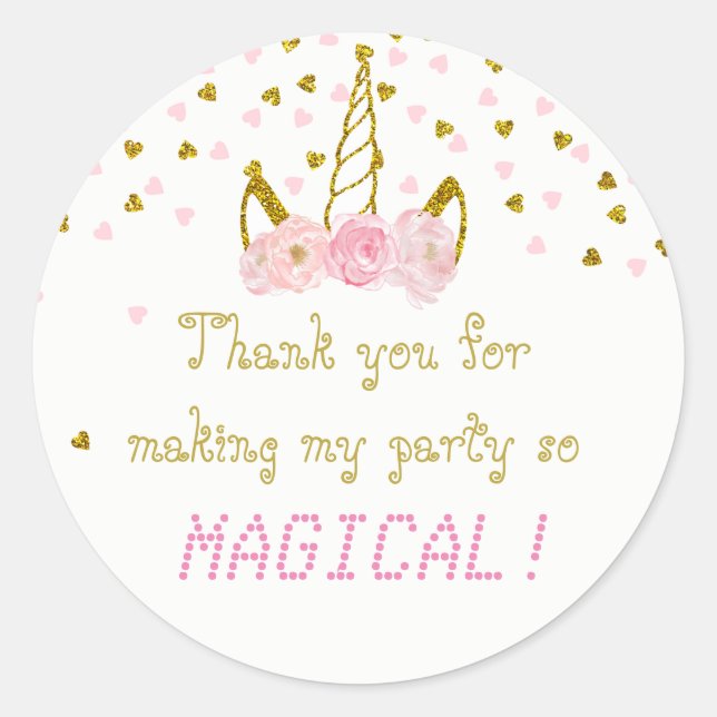 Unicorn Thank You Stickers (Front)